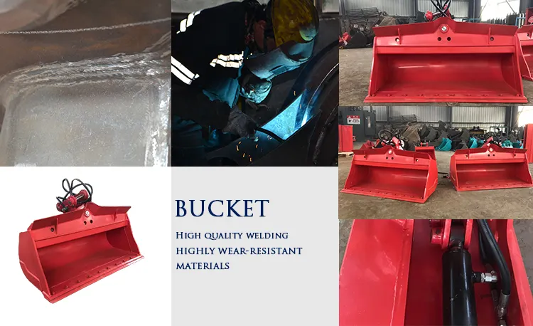 Excavator Bucket tilt attachment 800mm Hydraulic Tilt Bucket - Tilting Bucket - 2